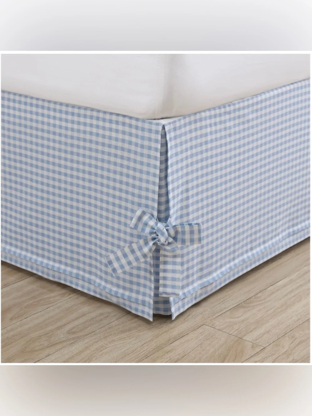 KING SIZE Laura Ashley Hedy BedSkirt 100% Cotton 14.5” Drop - BLUE Gingham